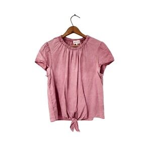 Bella‎ Dahl Tie Front Pink Short Sleeve Top - M